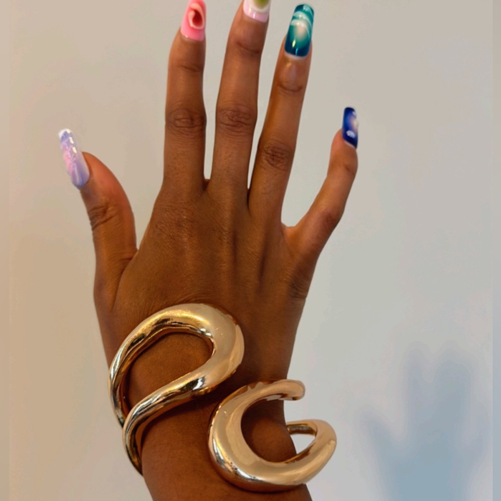 Gold Chunky Metal Cuff Bracelet